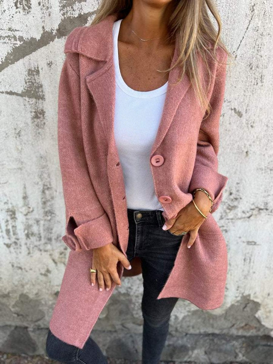 Tegan | Oversized Wool Coat with Wide Collar and Cuffed Sleeves