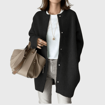 Averly | Longline Oversized Snap-Button Knit Cardigan