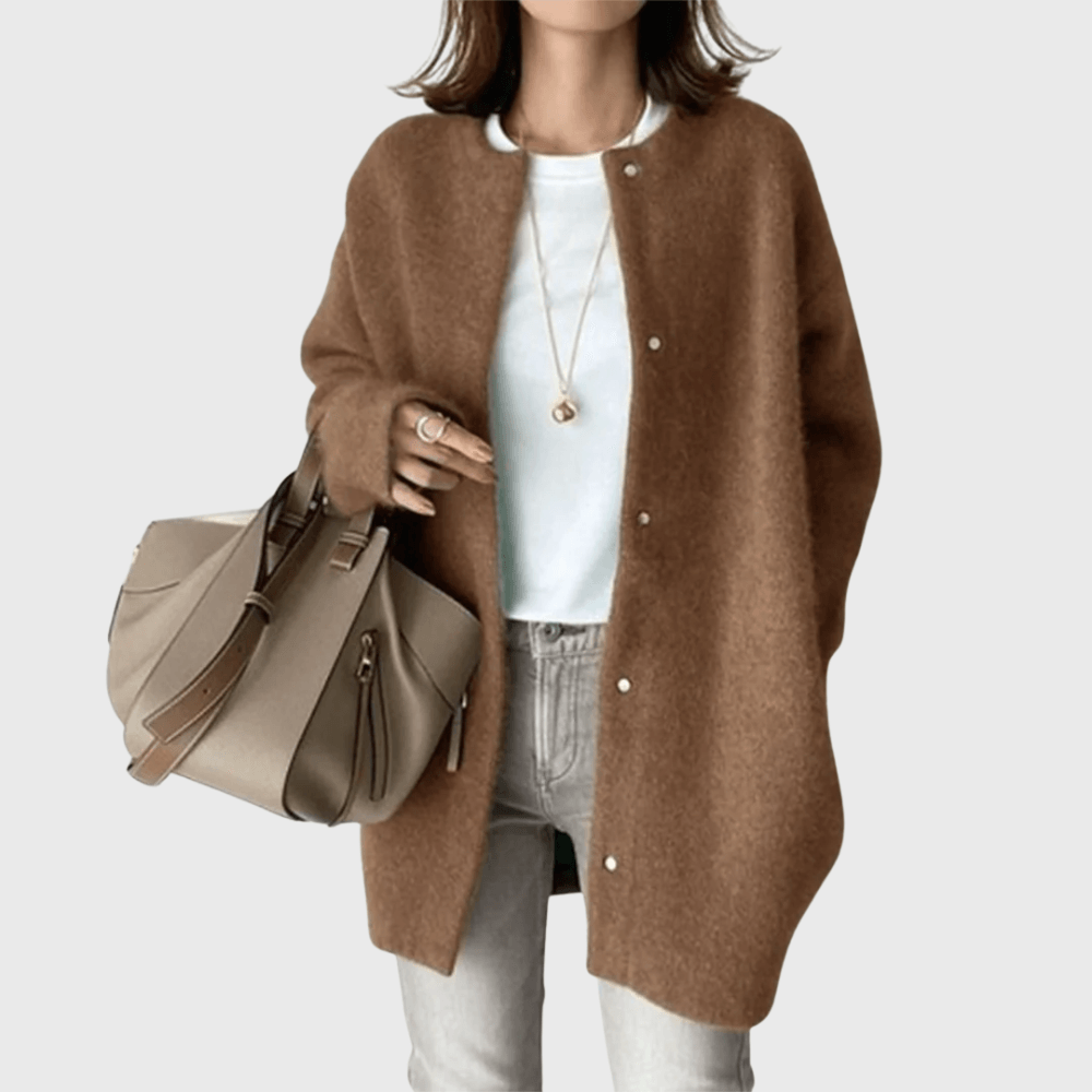 Averly | Longline Oversized Snap-Button Knit Cardigan