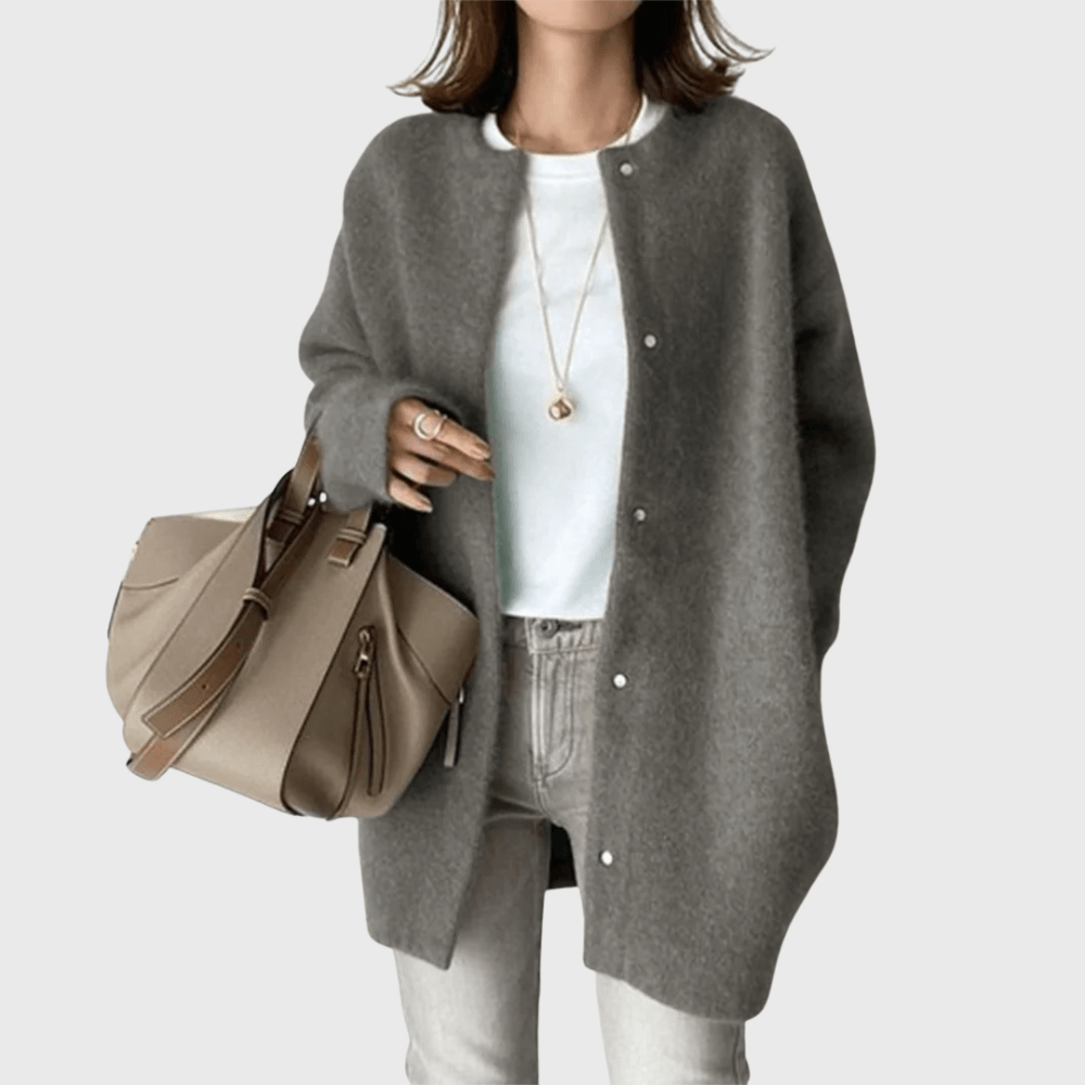 Averly | Longline Oversized Snap-Button Knit Cardigan