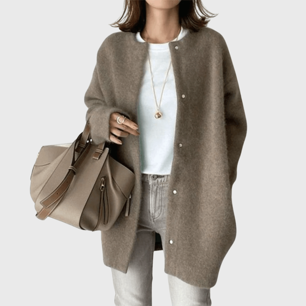 Averly | Longline Oversized Snap-Button Knit Cardigan