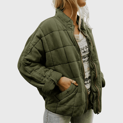 Orla | Oversized Quilted Bomber with Zip Front