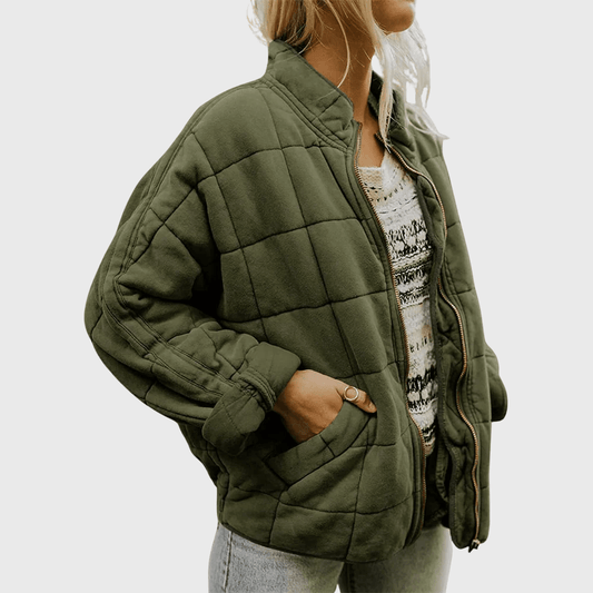 Orla | Oversized Quilted Bomber with Zip Front