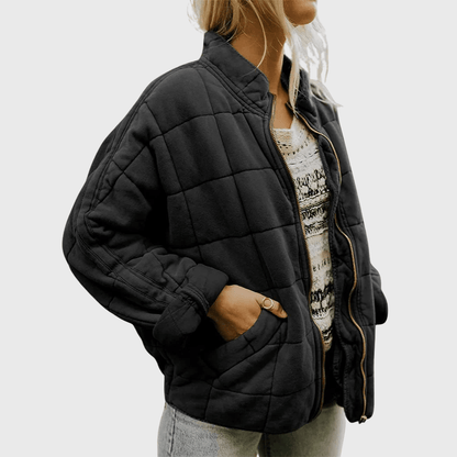 Orla | Oversized Quilted Bomber with Zip Front