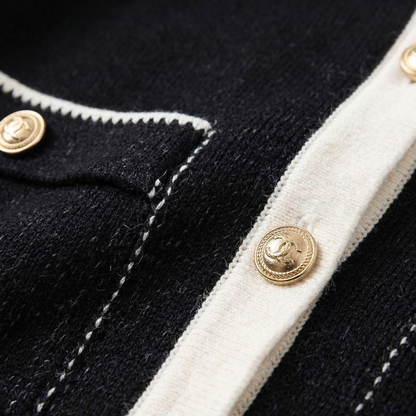 Wynn | Fine Knit Cardigan with Gold Buttons and Chest Pockets