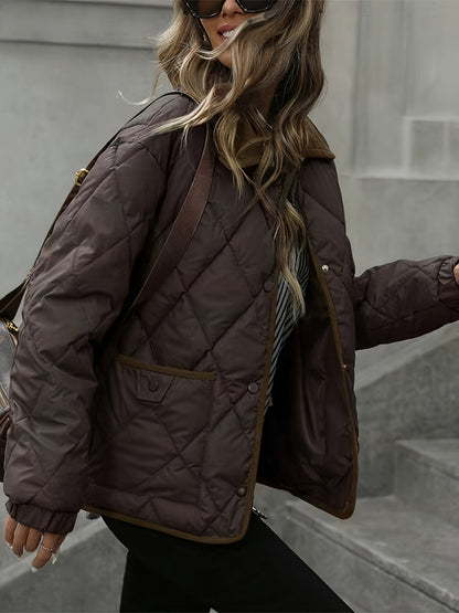Megan | Quilted Puffer Jacket with Corduroy Collar