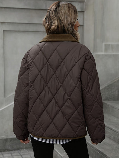 Megan | Quilted Puffer Jacket with Corduroy Collar