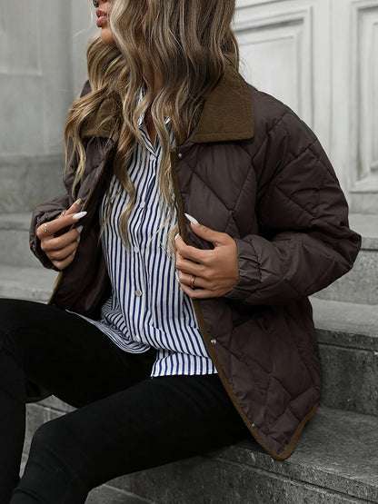 Megan | Quilted Puffer Jacket with Corduroy Collar