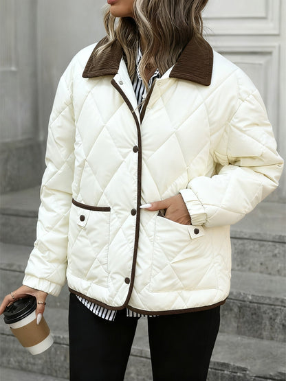Megan | Quilted Puffer Jacket with Corduroy Collar