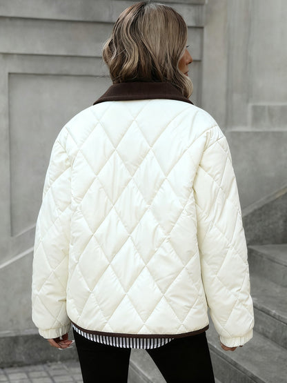 Megan | Quilted Puffer Jacket with Corduroy Collar