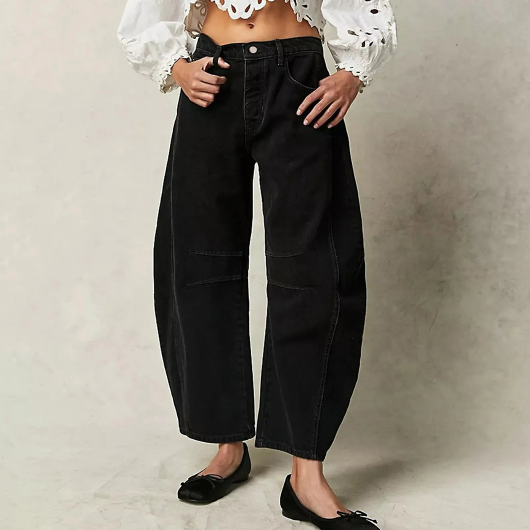 Fia | Mid Rise Barrel Leg Jeans