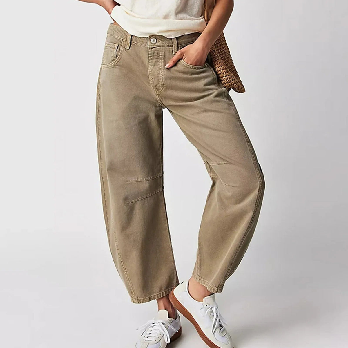Fia | Mid Rise Barrel Leg Jeans