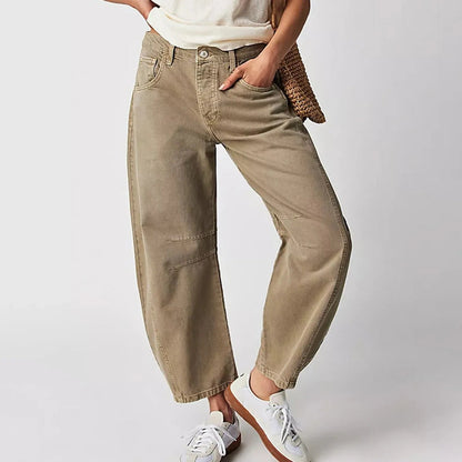 Fia | Mid Rise Barrel Leg Jeans