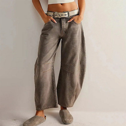Fia | Mid Rise Barrel Leg Jeans