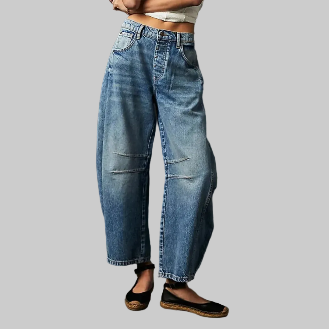 Fia | Mid Rise Barrel Leg Jeans