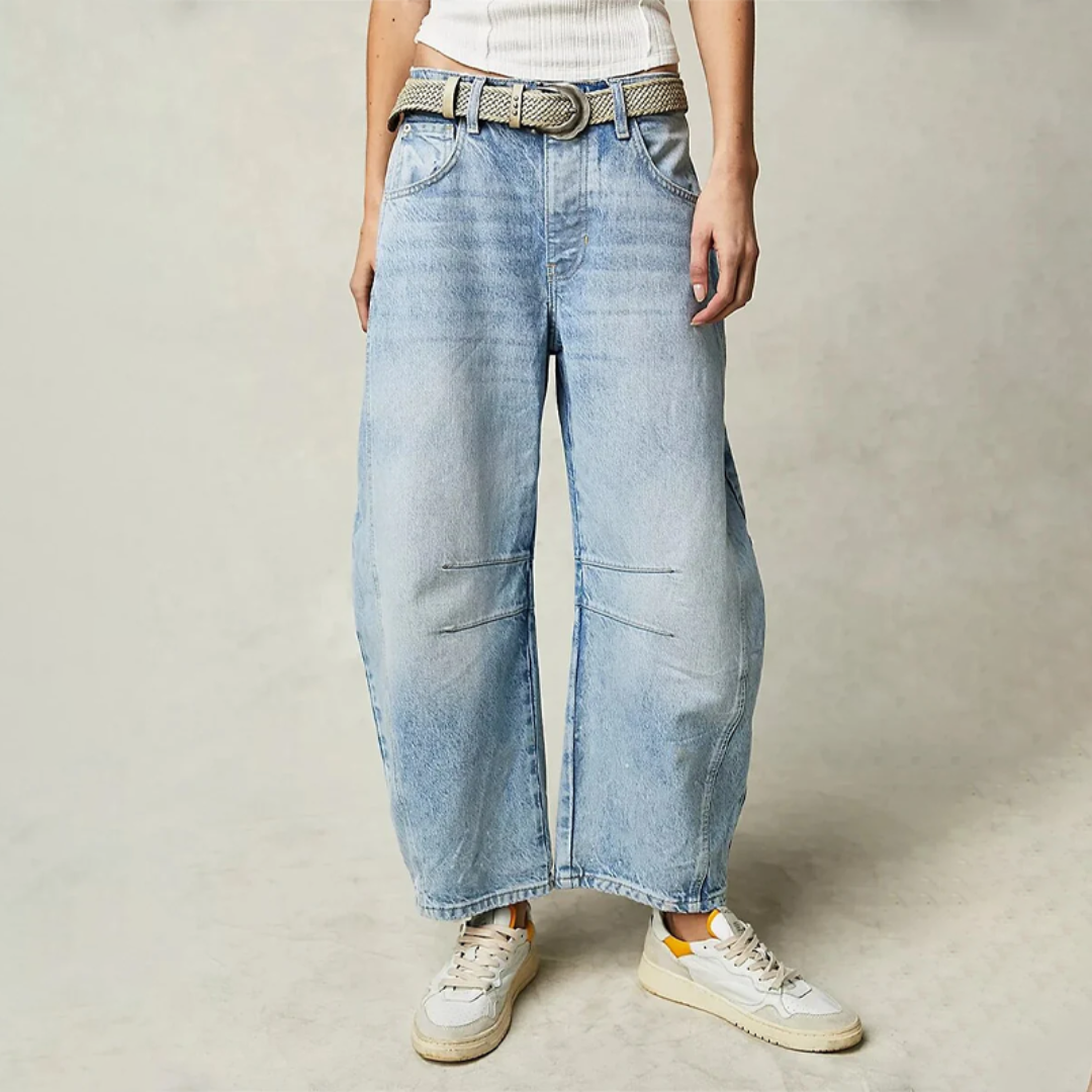 Fia | Mid Rise Barrel Leg Jeans