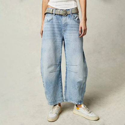 Fia | Mid Rise Barrel Leg Jeans