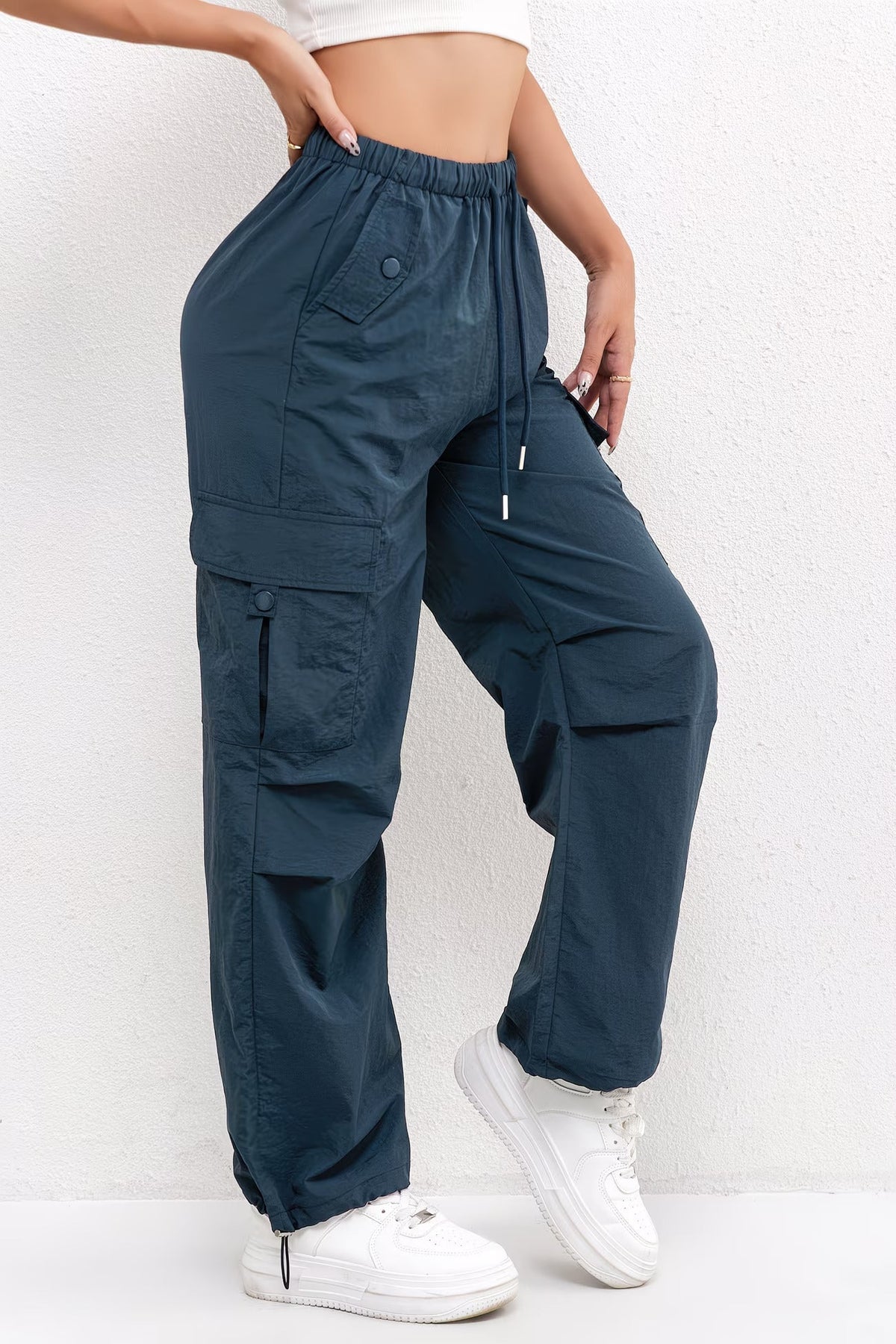 Ginny | Relaxed Cargo Trousers with Drawstring Hem