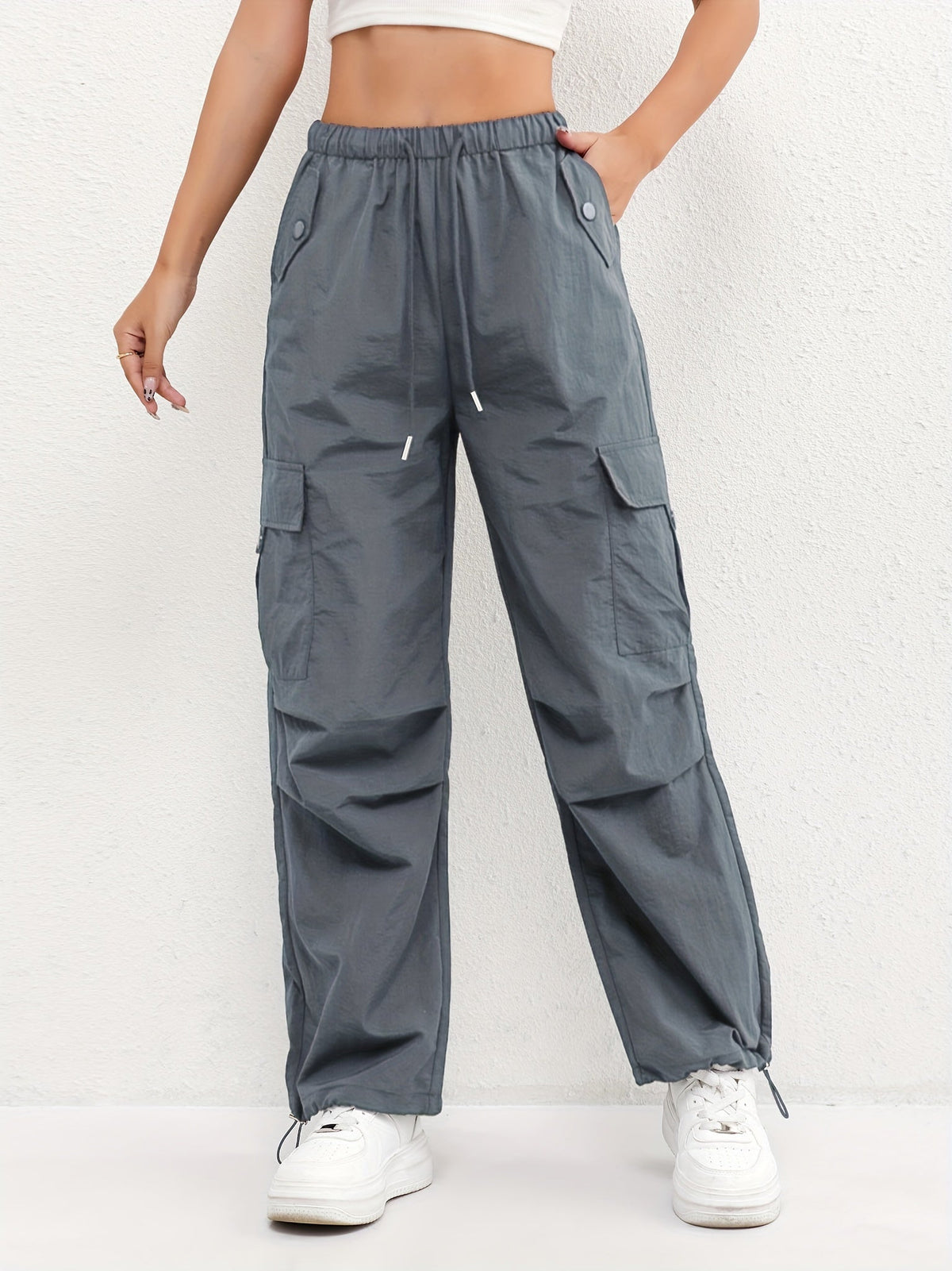 Ginny | Relaxed Cargo Trousers with Drawstring Hem