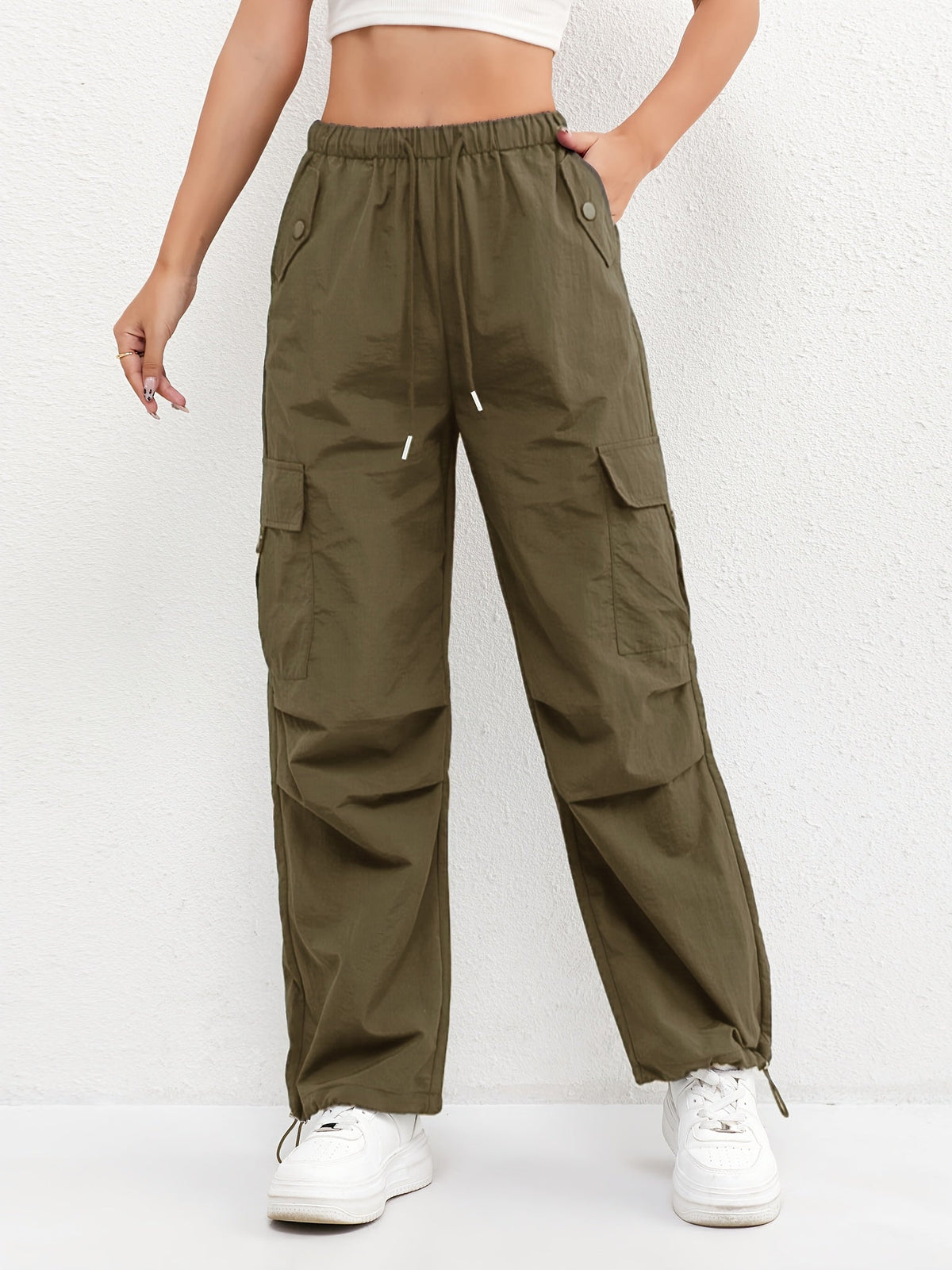 Ginny | Relaxed Cargo Trousers with Drawstring Hem