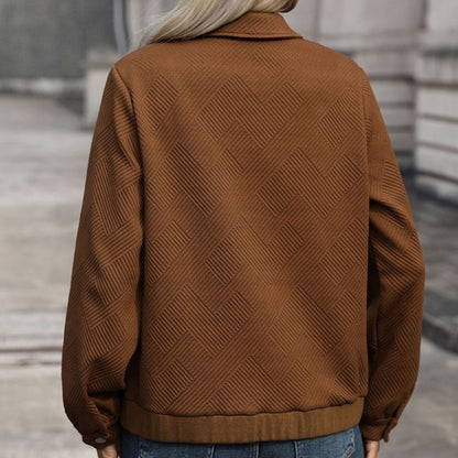 Demi | Relaxed Cropped Jacket with Diamond Texture and Chest Pockets