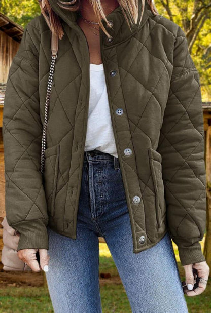Katie | Relaxed Diamond Quilted Puffer Jacket with Stand Collar