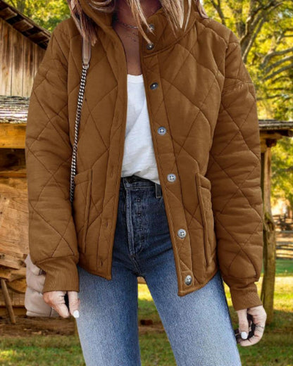 Katie | Relaxed Diamond Quilted Puffer Jacket with Stand Collar