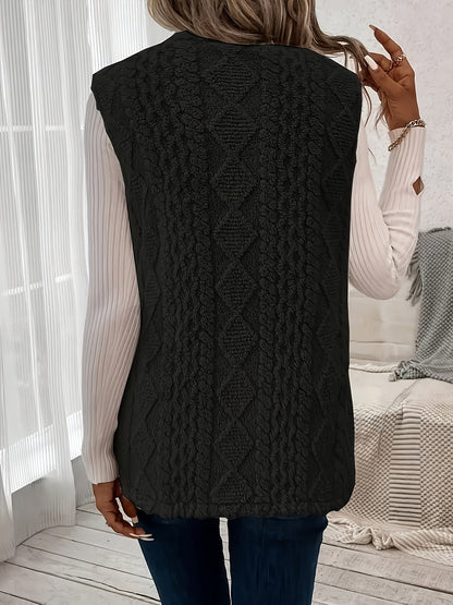 Iona | Relaxed Fleece Gilet with Diamond Texture and Front Pockets