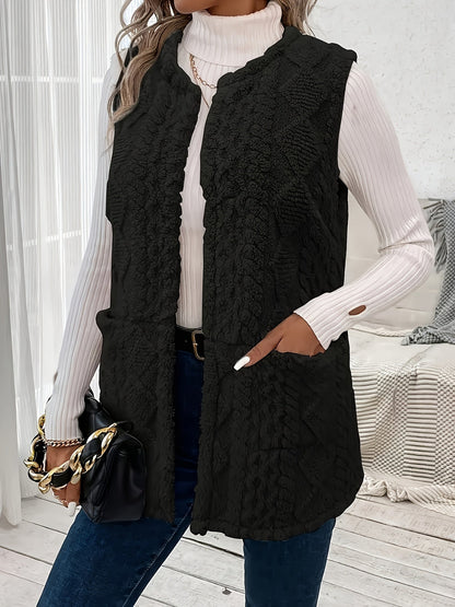 Iona | Relaxed Fleece Gilet with Diamond Texture and Front Pockets