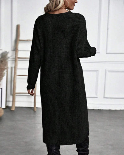 Philomena | Wrap Front Split Hem Knit Jumper Dress
