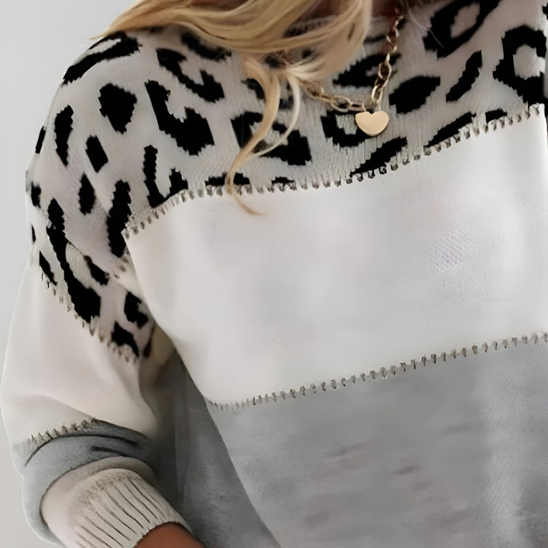 Gertie | Leopard Print Colour Block Knit Jumper