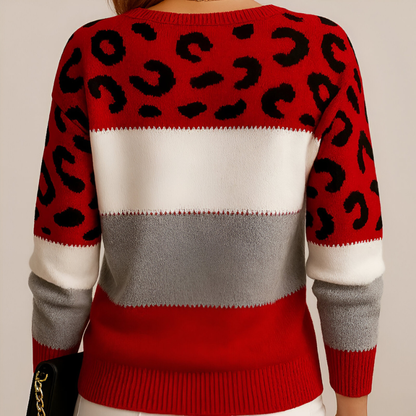 Gertie | Leopard Print Colour Block Knit Jumper