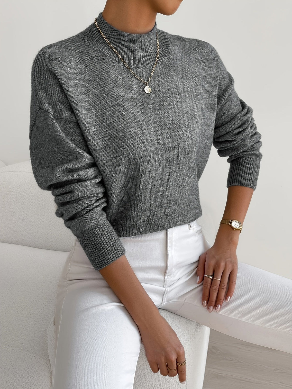 Ilona | Relaxed Mock Neck Knit Jumper