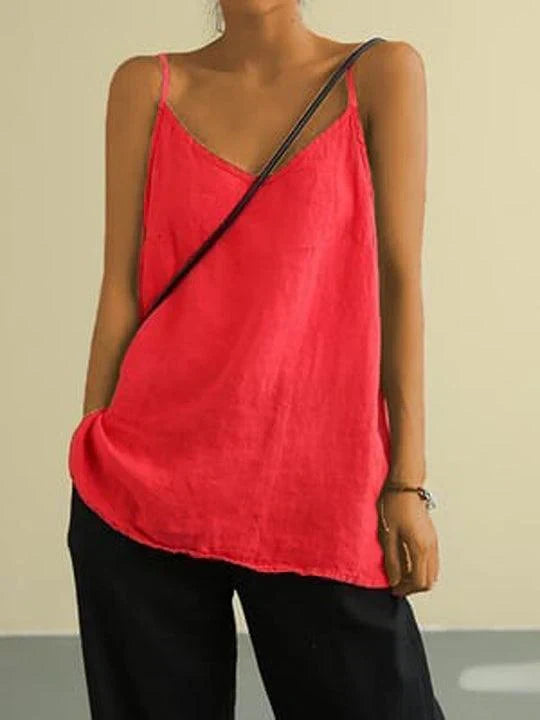Emmeline | Linen-Style V-Neck Cami Top