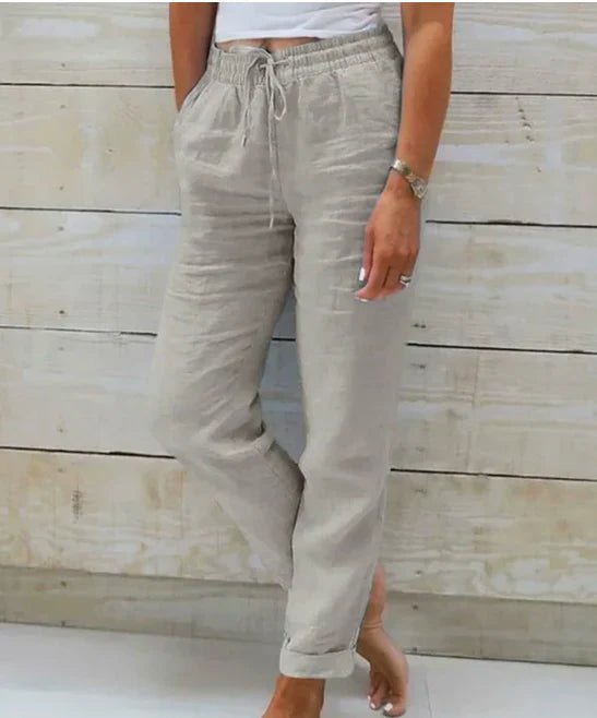 Alba | Linen-Style Straight Leg Drawstring Trousers
