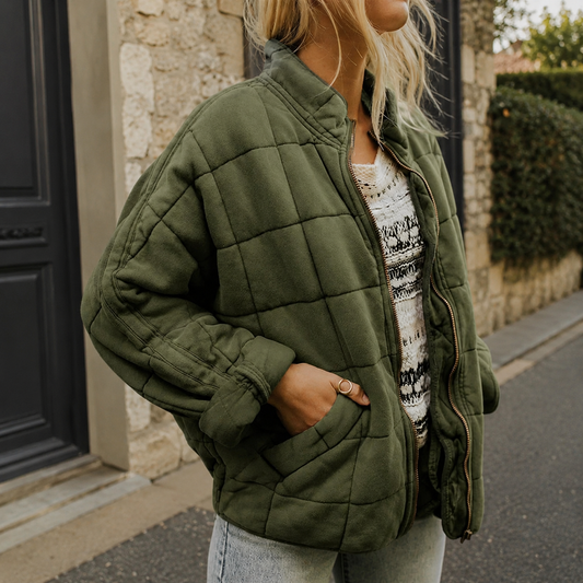 Sienna | Relaxed Quilted Jacket with Stand Collar and Front Pockets