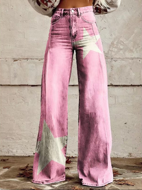 Rae | Bold Print High Waist Wide Leg Jeans