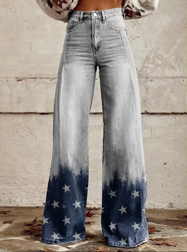Rae | Bold Print High Waist Wide Leg Jeans