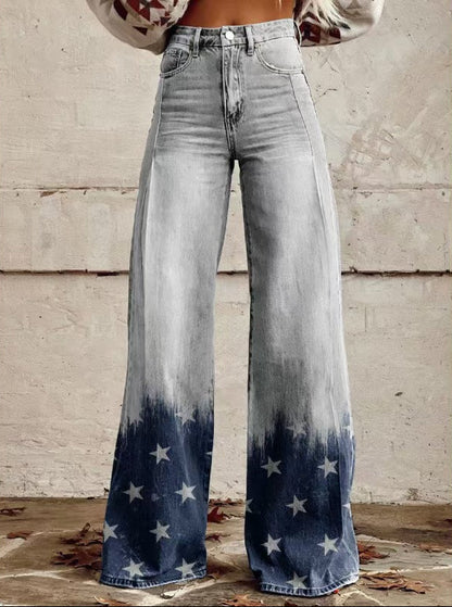Rae | Bold Print High Waist Wide Leg Jeans