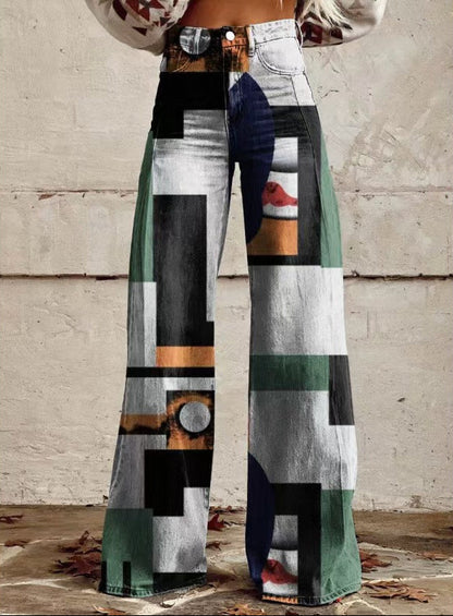 Rae | Bold Print High Waist Wide Leg Jeans