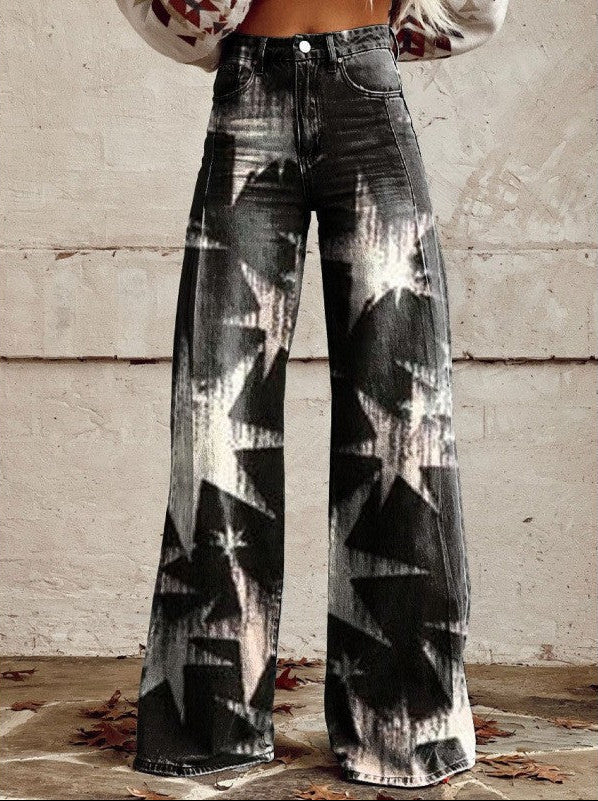 Rae | Bold Print High Waist Wide Leg Jeans