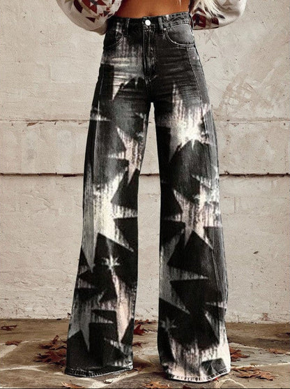 Rae | Bold Print High Waist Wide Leg Jeans