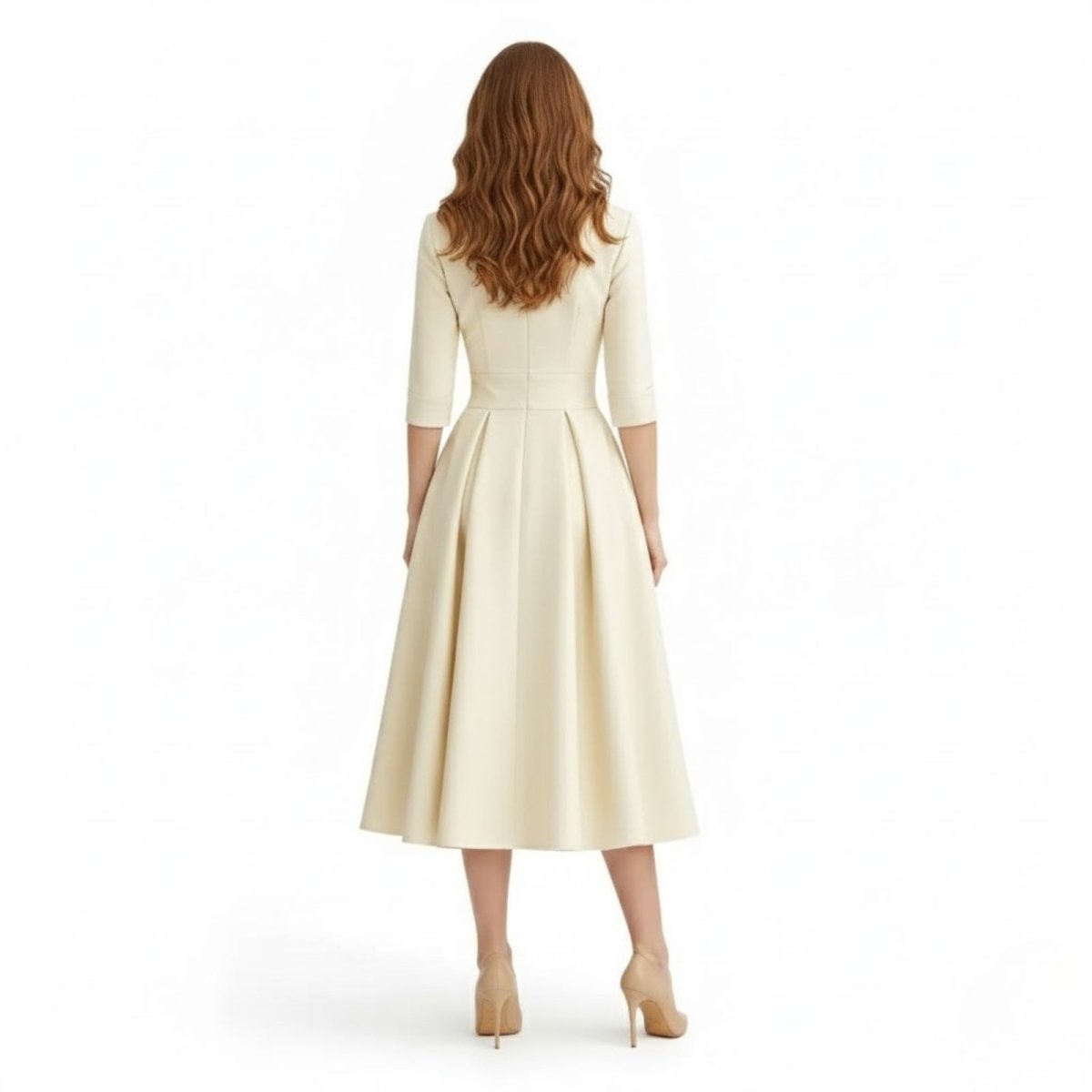 Undine | Retro Wrap Midi Dress with Lapel V-Neck