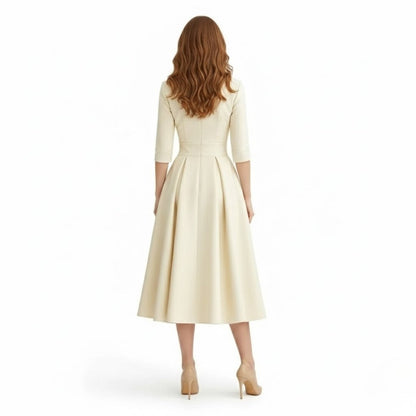 Undine | Retro Wrap Midi Dress with Lapel V-Neck