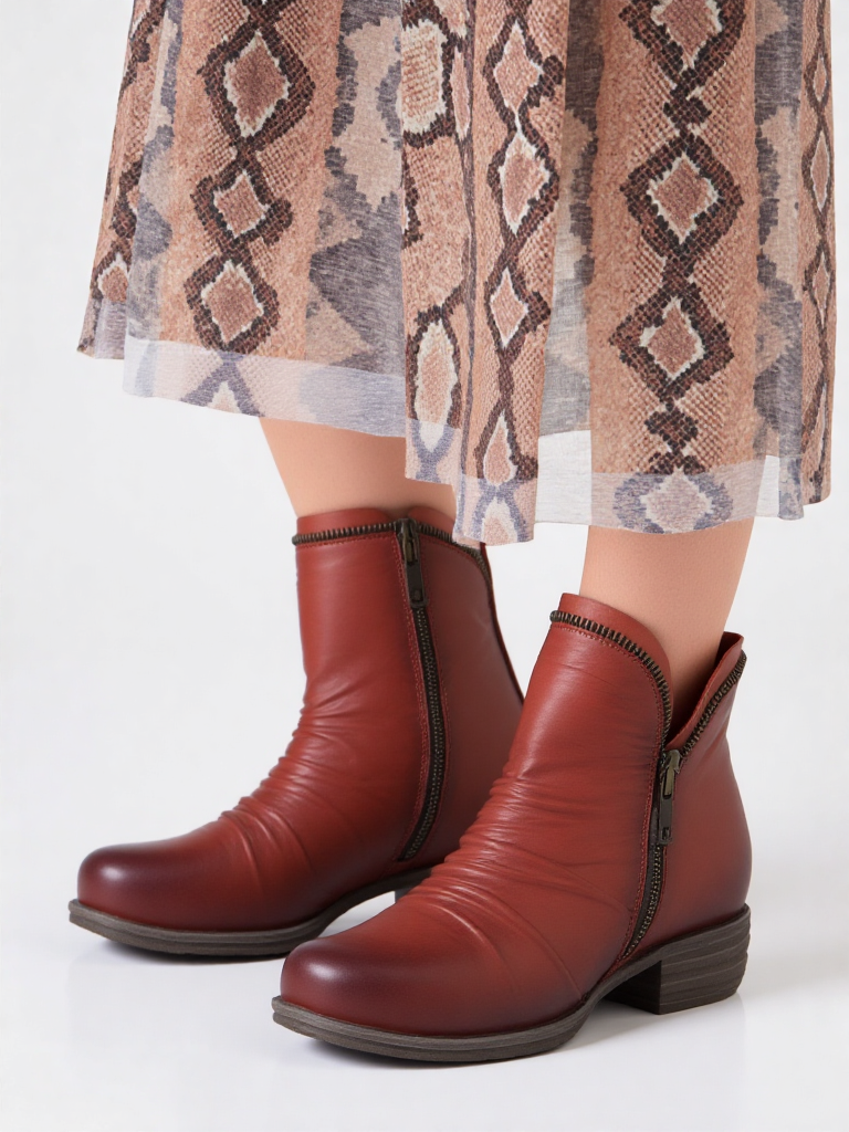 Lily | Faux Leather Ruched Cut Out Block Heel Ankle Boots