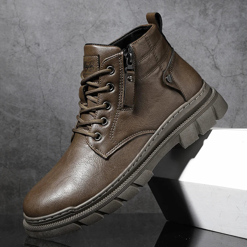 Lionel | Wide Fit Retro Faux Leather Chelsea Ankle Boots