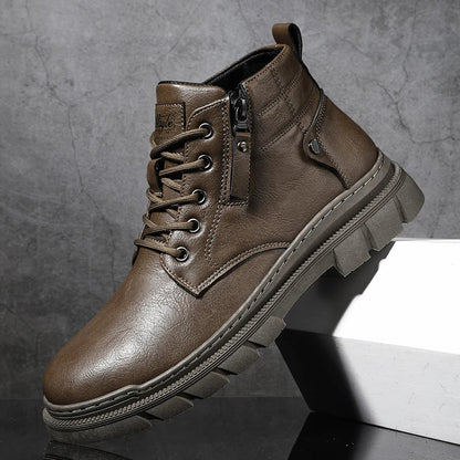 Lionel | Wide Fit Retro Faux Leather Chelsea Ankle Boots