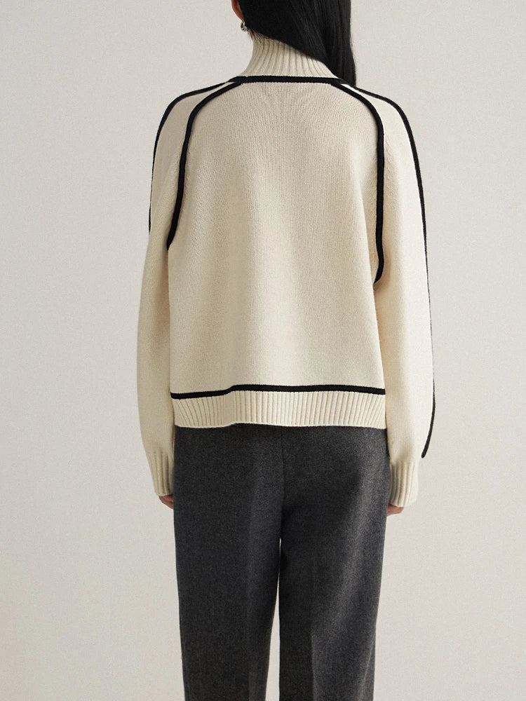 Vicky | Turtleneck Contrast Seam Ribbed Jumper