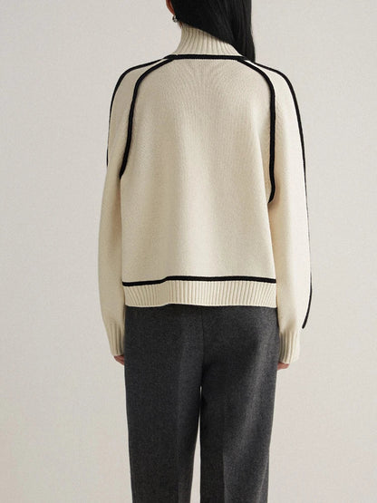 Vicky | Turtleneck Contrast Seam Ribbed Jumper