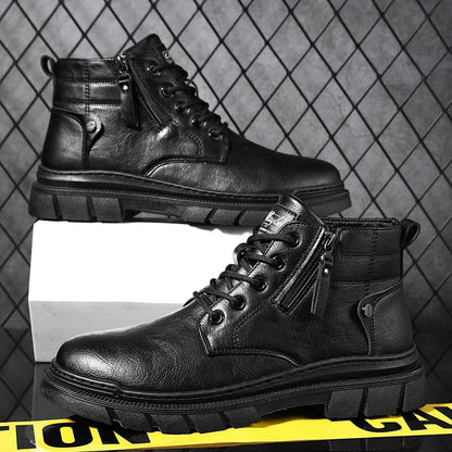 Lionel | Wide Fit Retro Faux Leather Chelsea Ankle Boots